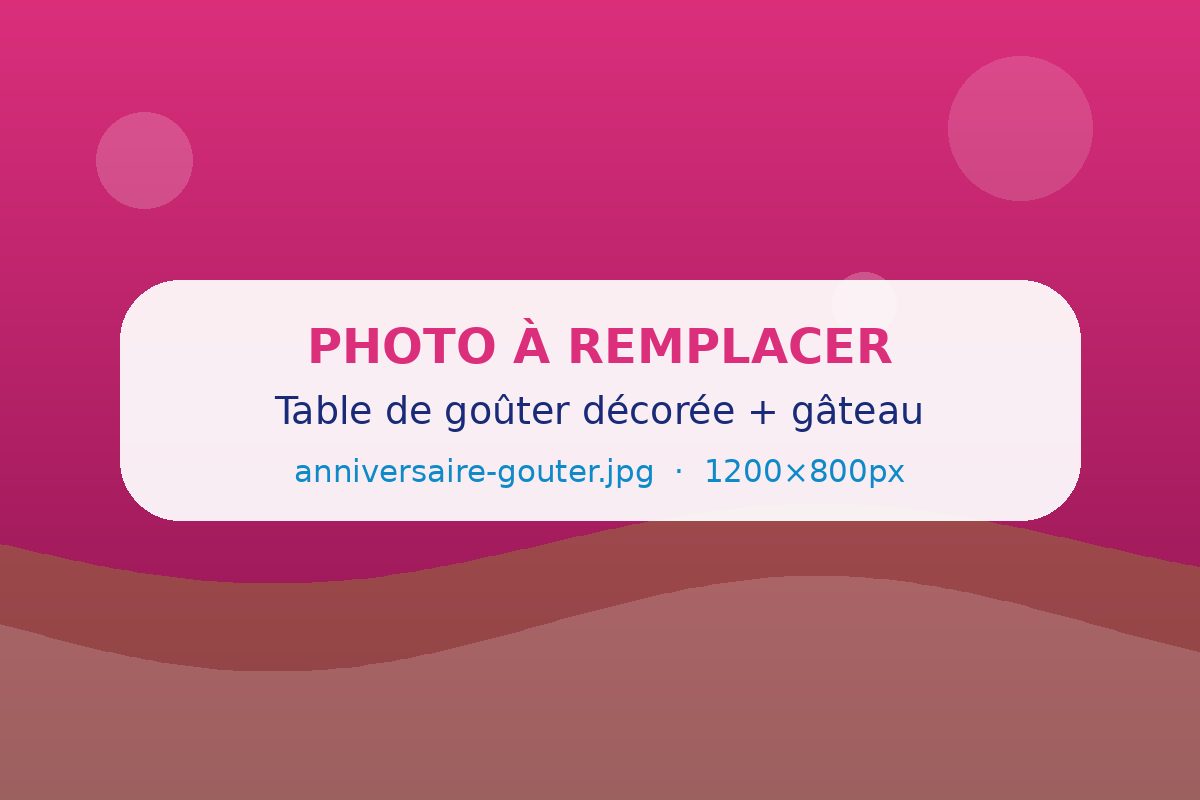 Table de goûter d'anniversaire décorée avec gâteau chez Eden Kids